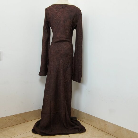 Realisation Par The Gia in Python Women Silk Maxi Dress Round Neck Long Sleeve - Picture 5 of 12